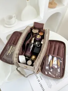 Multifunctional Makeup Bag for Women, Large Capacity Waterproof Handheld Travel Organizer, Portable Cosmetic Case for All Seasons
