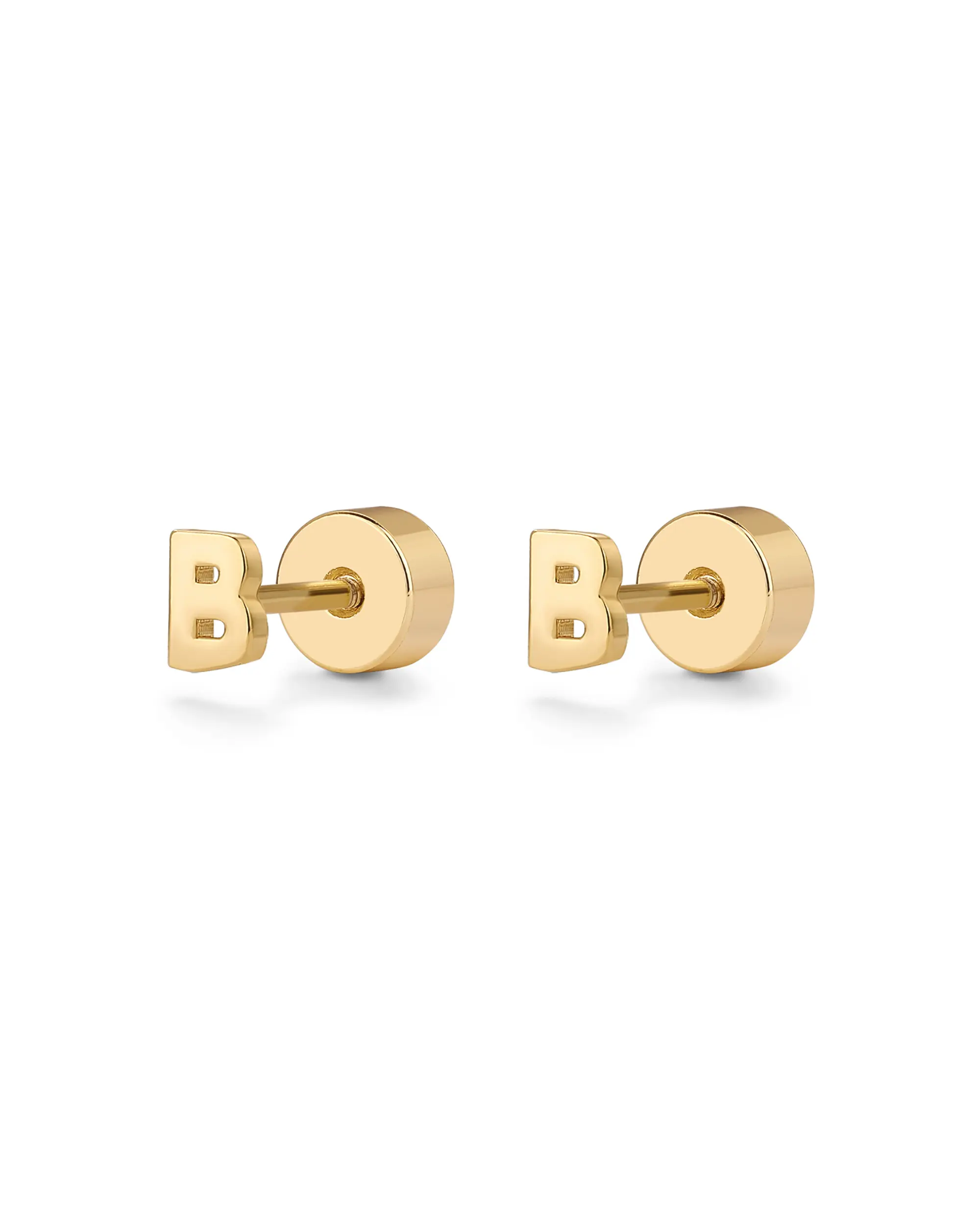 PAVOI 14K Gold Plated Initial Flatback Earrings for Women - Earscape-Friendly Studs - Trendy Fashion Jewelry PAVOI 14K Gold Plated Initial Flatback Earrings for Women - Earscape-Friendly Studs - Trendy Fashion Jewelry