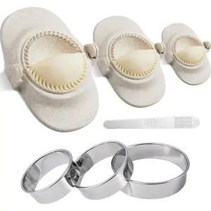 Dumpling Making Kit Empanadas Press Mold Maker Set with Dough Cutter & Stuffing Spoon, White 3 sizes (4.2"+3"+2.7") for Pierogi, Pastelitos, Calzone, Turnovers, Chinese Dumpling