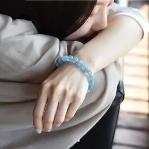 Premium Natural Blue Crystal Bracelet – Ocean-Inspired Super Seven Stretch Bracelet for Balance, Good Fortune & Timeless Style