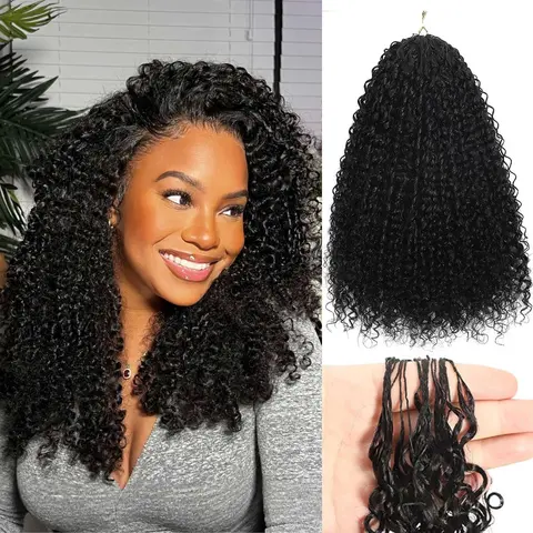 OQ HAIR Kinky Curly Knotless Pre-Separated Crochet Hair Extensions 100% Human Hair 50g/Pack Natural Color