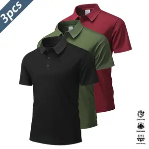 Men's Quick Dry Polo Shirts Pack of 3 Casual Short Sleeve for Golf Tennis Equestrian Comfortable Sports Wear in Various Colors