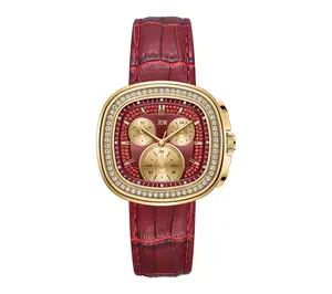 JBW Men's Coast 18K Gold Plated Crystal Red Strap Watch