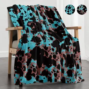 Abstract Print Flannel Blanket, 1 Count Soft Throw Blanket, Air-conditioned Room Blanket, Warm Nap Blanket for Home & Office, Stylish Blanket