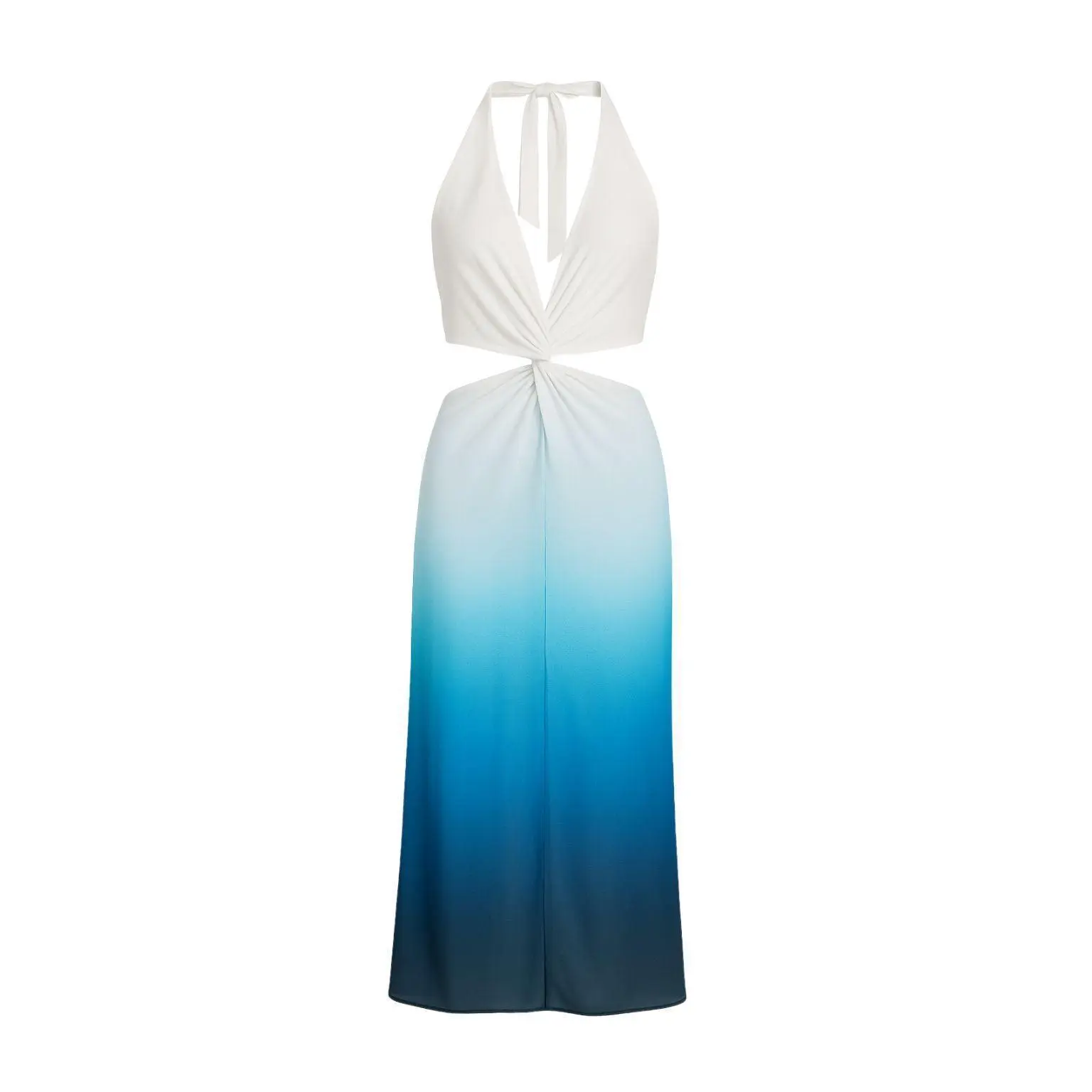 Women's Sleeveless Lapis Blue Ombre Twist Halter Maxi Dress - Maxi Length, Stylish Halter Neck, Ombre Color Gradient, Comfortable Fit - TikTok Shop Women's Sleeveless Lapis Blue Ombre Twist Halter Maxi Dress - Maxi Length, Stylish Halter Neck, Ombre Color Gradient, Comfortable Fit - TikTok Shop