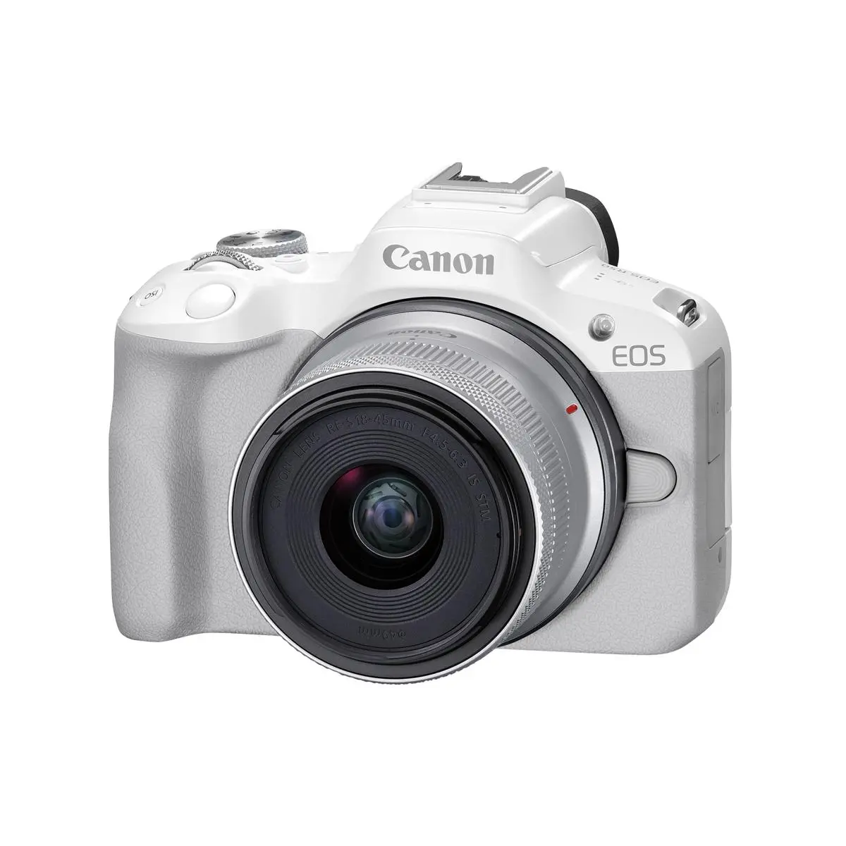 Canon EOS R50 Mirrorless Camera with RF-S 18-45mm f/4.5-6.3 IS STM Lens, White