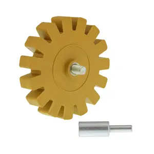 Rubber Eraser Wheel with Drill Adapter - 3.5â€� Knobby Slotted Edge Pad - Decal Remover Wheel - Sticker Remover Tool - Pinstripe Removal - Removes Adhesives on Car, Auto, Boat, RV & Signs