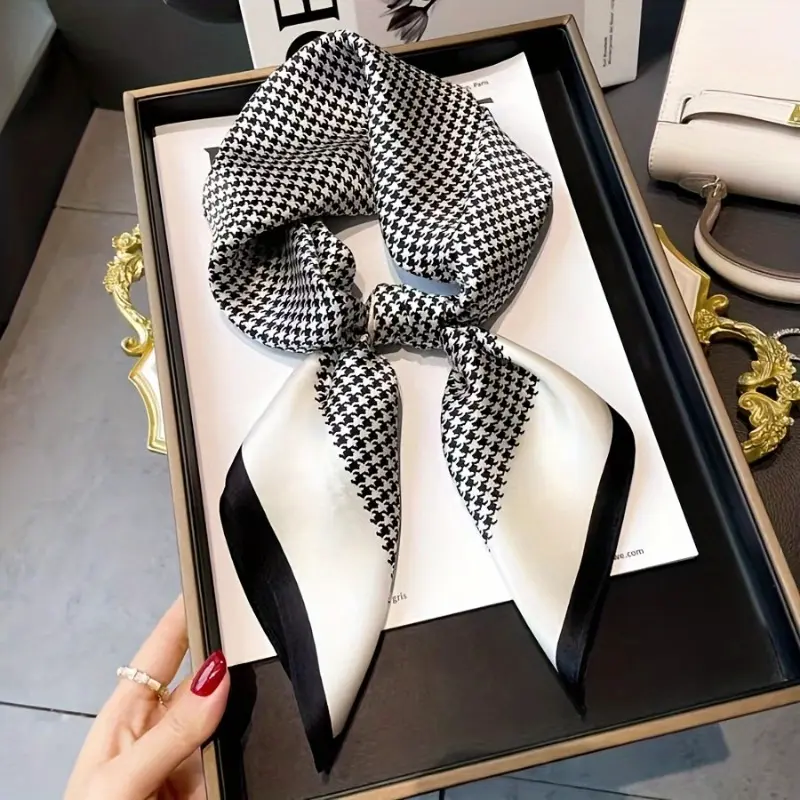 2pcs Elegant Houndstooth Square Scarf - Soft, Thin, Classic, Casual, Decorative Neck Scarf for Women - Perfect Accessory for Daily Wear, Parties, and Outdoor Activities