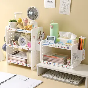 Double-Layer Plastic Desktop Organizer Rack, Bathroom & Kitchen Storage Shelf, Cosmetic Jewelry Display Stand, Tabletop Holder, Desk Tidy