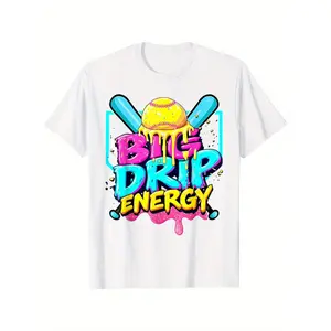 Softball Drip For Girls Ice Cream Drip Youth Girls Softball T-Shirt for Boys Fashion Trend Bottoming Shirt Breathable, Casual Comfortable Top Streetwear Fashion Casual Summer Tee Crew Neck Short Sleeve T-Shirt Best Gift for Kids (3-13Y)