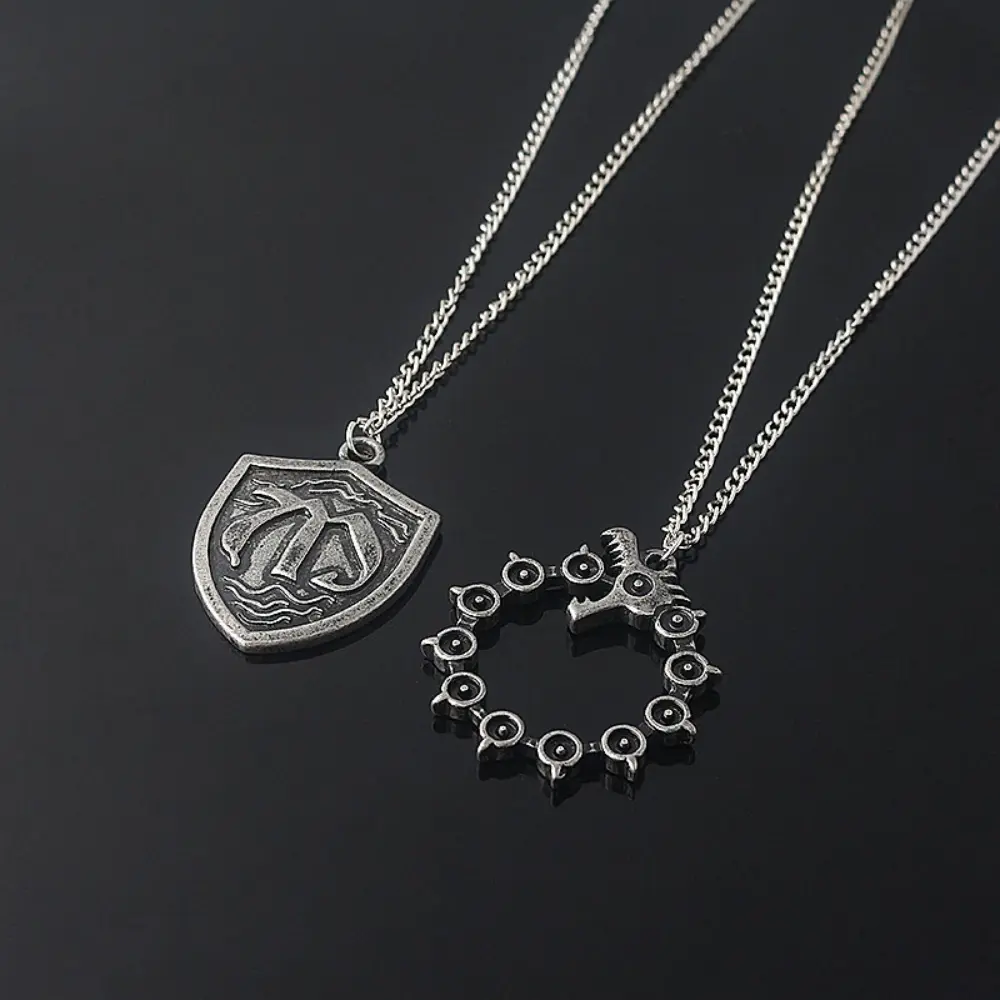 Seven Deadly Sins Anime Meliodas Tattoo Necklace - Bite Tail Dragon Shield Pendant Jewelry Gift