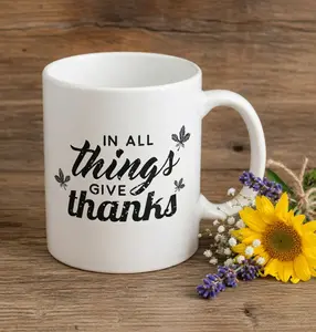 Gratitude Mug - 11oz Durable White Ceramic Coffee Cup for Daily Inspiration & Thanksgiving Gifts - Microwave & Dishwasher Safe - Perfect for Coffee Lovers & Home Decor