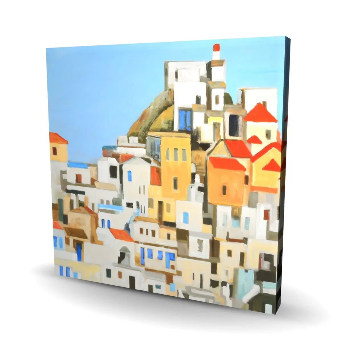 360 stand Greek Small Houses High Def Print Wall Art, 24x24 in. Artistic Greek Architecture Decor, Unique Room Home Supplies Decoration, Photo, Room Aesthetic, Room Decorations