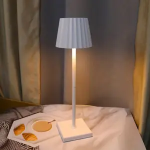 USB Rechargeable LED Pleated Table Lamp, Modern Bedside Lamp, Dimmable Desk Lamp for Living Room, Dining Room, Camping, Wedding & Holiday Gift