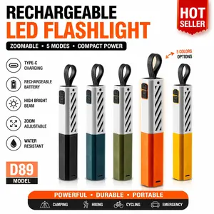 5-in-1 High-Power Flashlight , Rechargeable, Zoomable, 5x Zoom, Waterproof, Adjustable Brightness Flashlight for Outdoor Use, Emergencies, and Camping Accessories, Hanging tool light | TikTok Shop Spring Glow Up Lighting