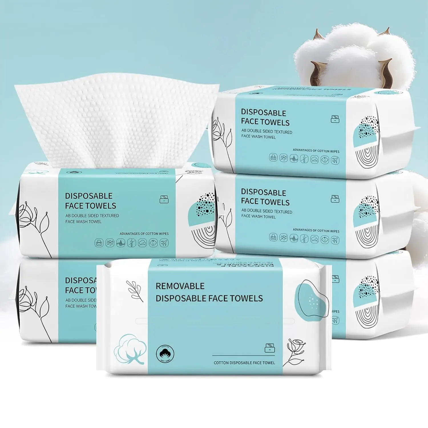 Face Towels, Disposable Face Towel, Makeup Remover Dry Wipes, Soft Cotton Dry Wipes Facial Cloths Towelettes for Washing and Drying, Facial Tissue for Cleansing, Skincare
