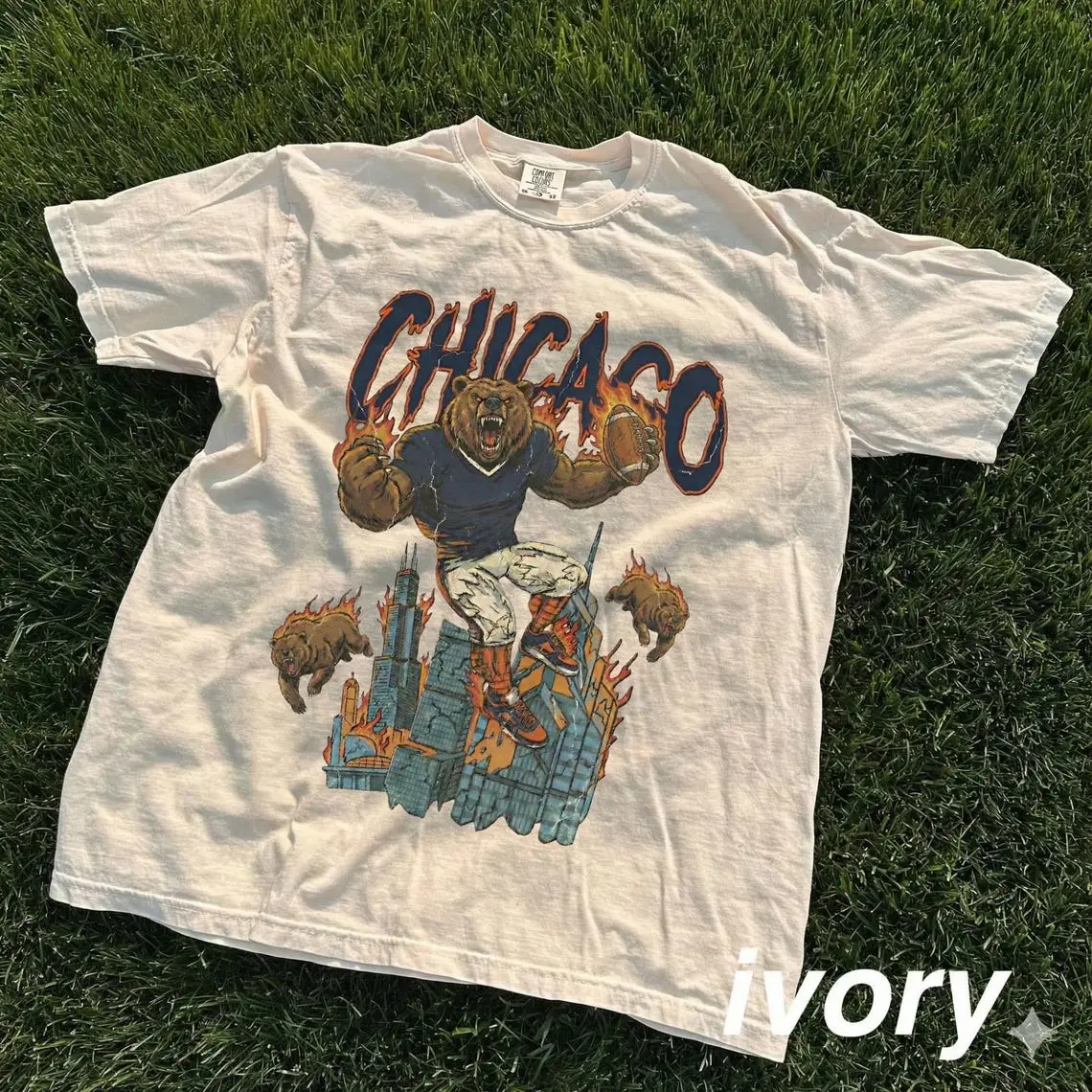 Vintage Chicago Football Comfort Colors Long Sleeve, Chicago Football Tee, Retro 90s Game Day T-Shirt, Old School Fan Merch