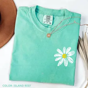 Comfort Colors Daisy T-shirt, Retro Floral Shirt, Women's Casual  Short Sleeve Tee, Cotton Fabric Tops