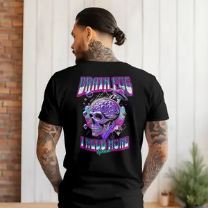 BRAIN FOG Menswear Customized Skull Teal Tshirt Short Sleeve Crewneck Casual Summer Top Streetwear