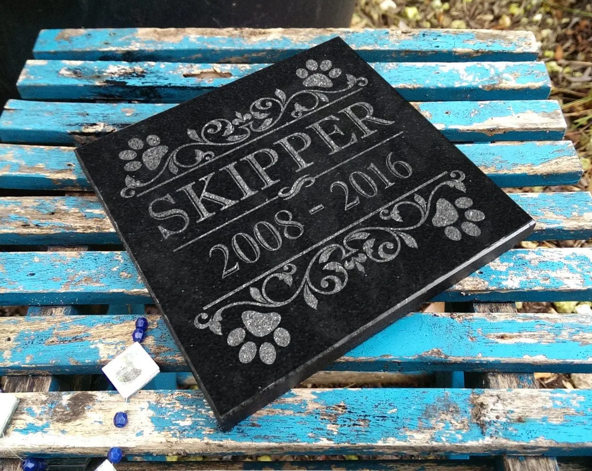 Elegant Paw Motif Dog Cat | Memorial Plaque Personalized Memory Garden Stone