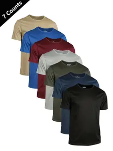 Men's 7-Piece Solid Color T-Shirt Set, Breathable Comfort for Summer Casual Wear, Quick-Dry Moisture-Wicking Fabric, Multiple Colors, Menswear