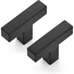Cabinet Knobs Black Cabinet Handles 2 Pack 2 Inch Single Hole Drawer Handles for Kitchen Dresser Drawers