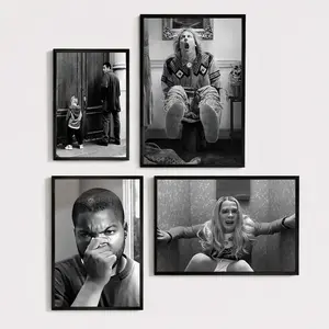 Modern Black And White Comedy Movie Poster Canvas Wall Art Vintage Hollywood Glamour, Indoor Use for Living Room, Dorm, Or Bathroom Decor