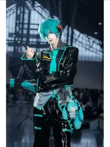 Anime Halloween Costume Set, Unisex Cosplay, Slim-Fitting Solid Pattern, All-Season Stage Wear, Role Play Dress