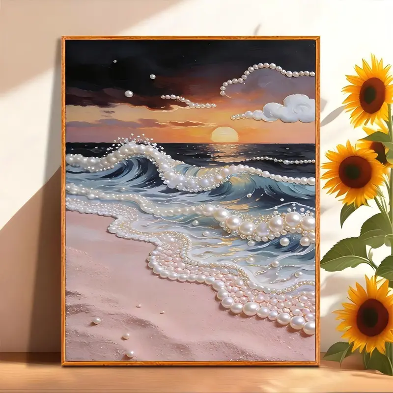 DIY Shiny Beaded Pearl Diamond Painting 1 Set - Beginner-Friendly Therapeutic Stress Relief Kit, 3D Lightshift Look 3D Texture Wall Decoration, Gift-Ready Craft for Enthusiasts