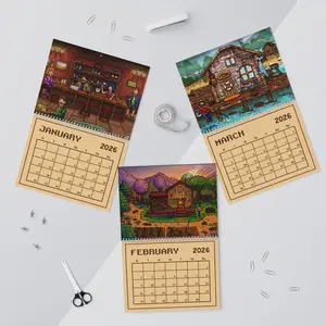 Stardew Valley 2026 Wall Calendar, Cute Cottagecore Farming Game Aesthetic Monthly Planner with Pixel Art Seasons