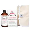 M3 Naturals Pure Castor Oil Pack Kit for Detox, Selfcare & Body Care - Large Hexane-Free Cold-Pressed Castor Oil in Glass Bottle, Adjustable Reusable Organic Cotton Wrap