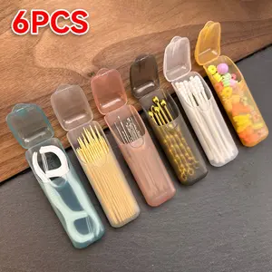 Portable Dental Floss and Toothpick Box Set, Leak-Proof Travel Case with Transparent Lid, Compact Edc Storage Container for Oral Care Tools