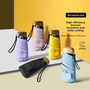 Flat  Mini Dual-Purpose Sun and Rain Umbrella for Women, Ultra-Lightweight, Compact, UV-Protective, Portable Pocket Umbrella
