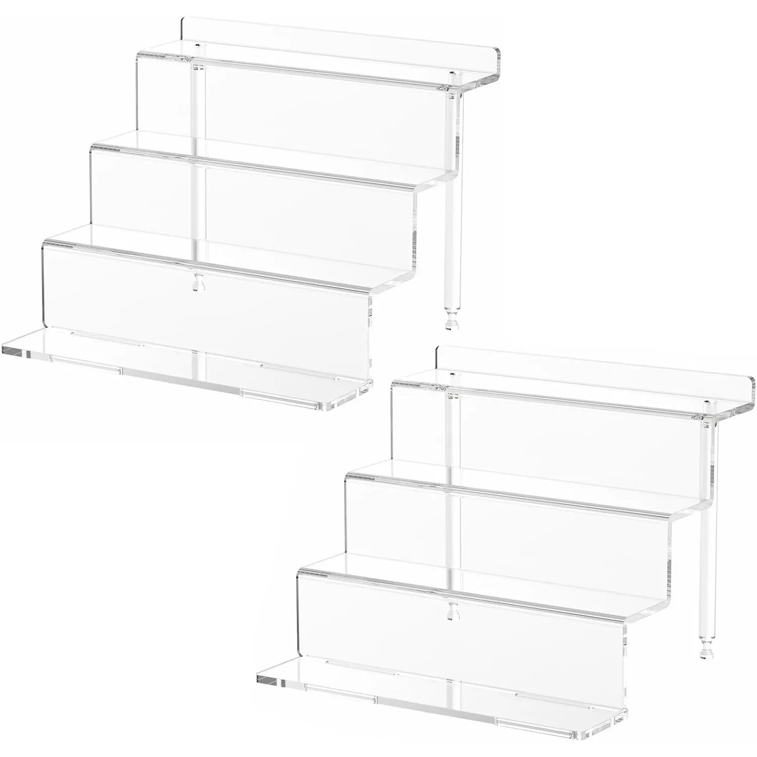 Acrylic Riser Display Shelf  Clear Stand for Amiibo Funko POP Figures 4 Tier Cupcakes Perfume Organizer and Storage (12 Inch Large)