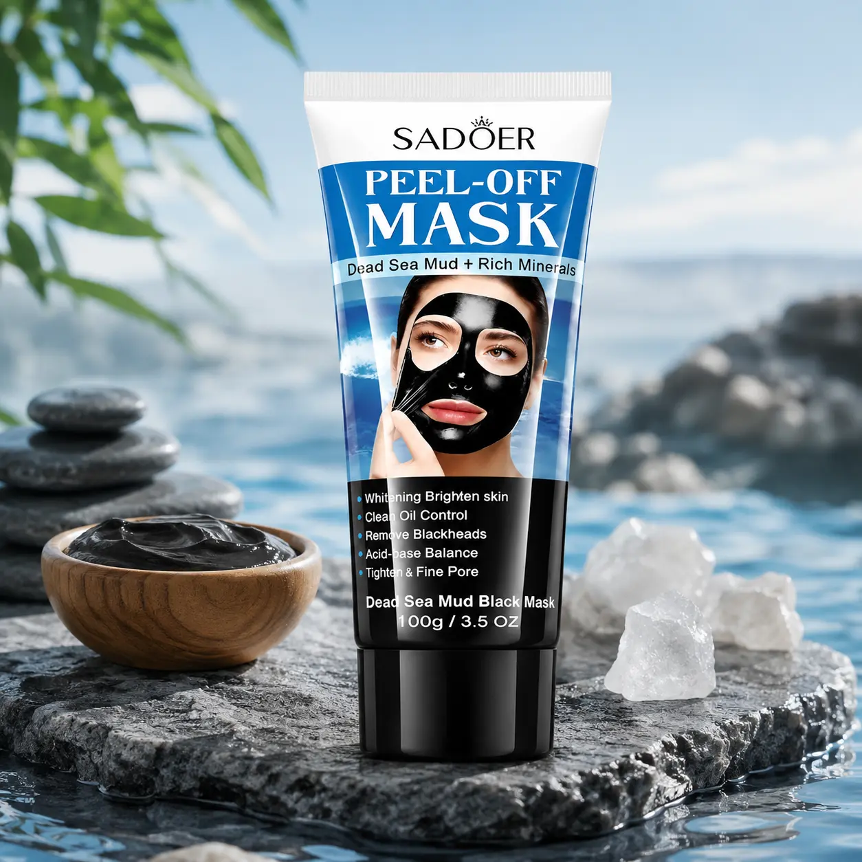 100g Dead Sea Mud Peel-Off Face Mask - Deep Cleanse, Hydrating & Mineral-Rich Facial Mask for Women and Men, Removes Blackheads, Minimizes Pores, Controls Oil, Alcohol-Free, Refreshing Spa Skincare