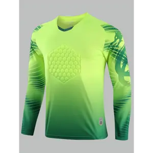 2025 Breathable Color Block Men's Quick-Dry Soccer Goalkeeper Jersey - Chest & Elbow Pads for Training Running outfits