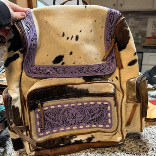 Tooled purple leather
