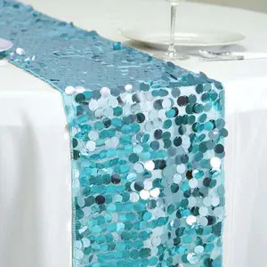Sequin Table Runner 13"x108" Turquoise - Big Payette Table Decor