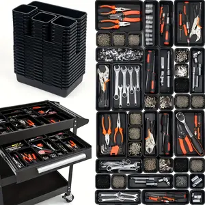 42-Piece Tool Box Organizer, Five Sizes Interlocking Design, Washable, Non-Slip Waterproof, Garage Tool Drawer Divider, Rolling Cabinet Accessory