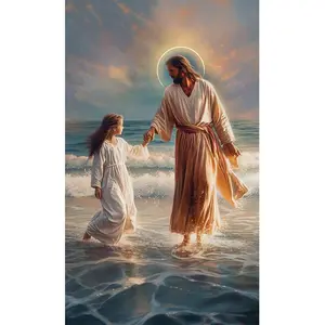 Jesus & Girl Pattern DIY Diamond Arts Colorful Painting Kit without Frame, DIY 5D Diamond Arts Colorful Painting Kit, Wall Art Decor for Home Bedroom