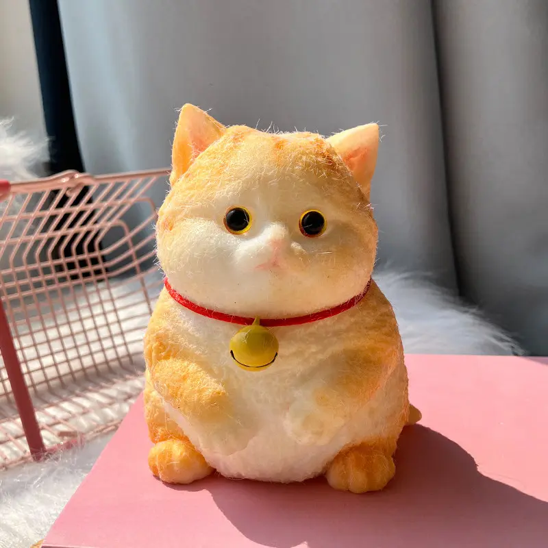 Cute Fluffy Orange Cat Squishy Toy, Stress Relief Squeeze Fidget Toy, Collectibles for Ages 12+, Fidget Animals, Sensory Fidget Gift