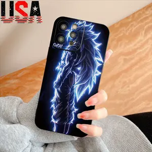 Glowing Anime Warrior Cool Design Case for iPhone 11/12/13/14/15/16 Pro Max Plus TPU Anti-Shock Lightweight Protection Black