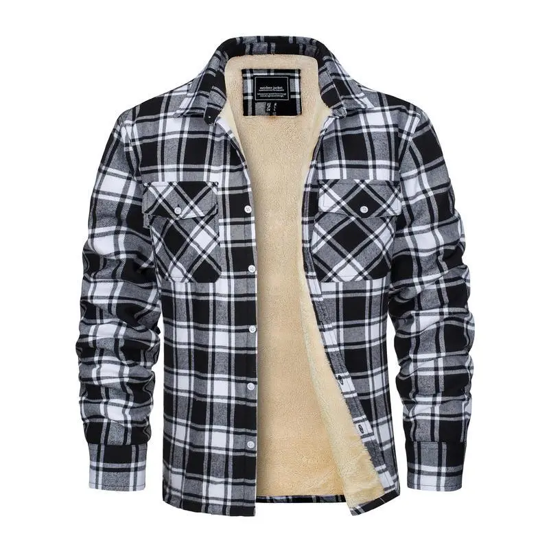 Men'S Plaid Flannel Shirt Jacket, Casual Lapel Collar, Long Sleeve, Button Closure, Medium Stretch Fabric, Regular Fit, with Fleece Lining, Sherpa Lined, Multi-Pocket, for Hiking, Camping, Outdoor Activities, Winter Coats for Adults Over 15 Years Old, Thi Men'S Plaid Flannel Shirt Jacket, Casual Lapel Collar, Long Sleeve, Button Closure, Medium Stretch Fabric, Regular Fit, with Fleece Lining, Sherpa Lined, Multi-Pocket, for Hiking, Camping, Outdoor Activities, Winter Coats for Adults Over 15 Years Old, Thi