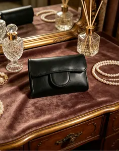 Slim Quilted Caviar Wallet, Multi-Card Slot Trifold Purse with Flap Closure, Compact Designer-Inspired Cardholder for Travel & Daily Carry