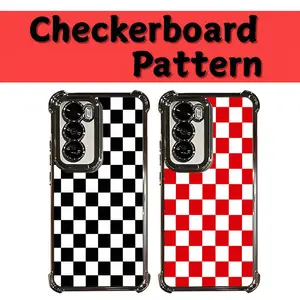 Black White Checkered Pattern Checkerboard Electroplated TPU Casing For SAMSUNG GALAXY S22 S23 S24 S25 FE ULTRA PLUS EDGE Four Corners Anti-Fall Transparent Soft Silicone Gift Shockproof Protection Anti-Drop Protective Protector Phone Cases Shell Cover