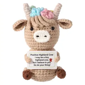 Cute Highland Cow Crochet Plush Doll, Inspirational Gift for Girls & Women, Perfect for Desk Decoration, Adorable Stuffed Animal Toy