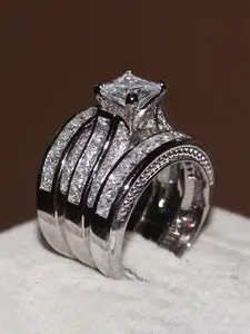 3 Pcs/Set Luxury Cubic Zirconia Ring Set Stackable Rings Statement Ring For Women For Wedding Party Engagement Anniversary Jewelry Valentine's Day Gift