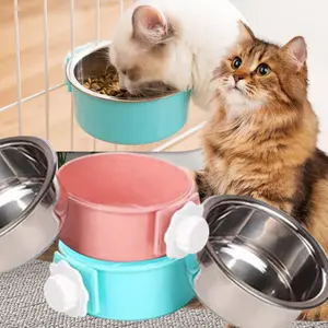 2 Pack Detachable Stainless Steel Pet Feeding Bowl Hanging Feeder Food  Water Feeding Bowl Suitable for Small Dogs, Medium-sized Dogs, Cats, Rabbits, Ferrets, Birds Gifts