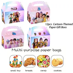 Cartoon Demon-Hunters Anime Character Party Favor Box, for Birthday Parties, Candy Packaging. 12 Pack Paper Gift Box, Variety Party Pack, for Kpops Demonn Hunterss Fans, Birthday Party Supplies, Candy Goodie Boxes for Halloween & Cartoon Themed Parties