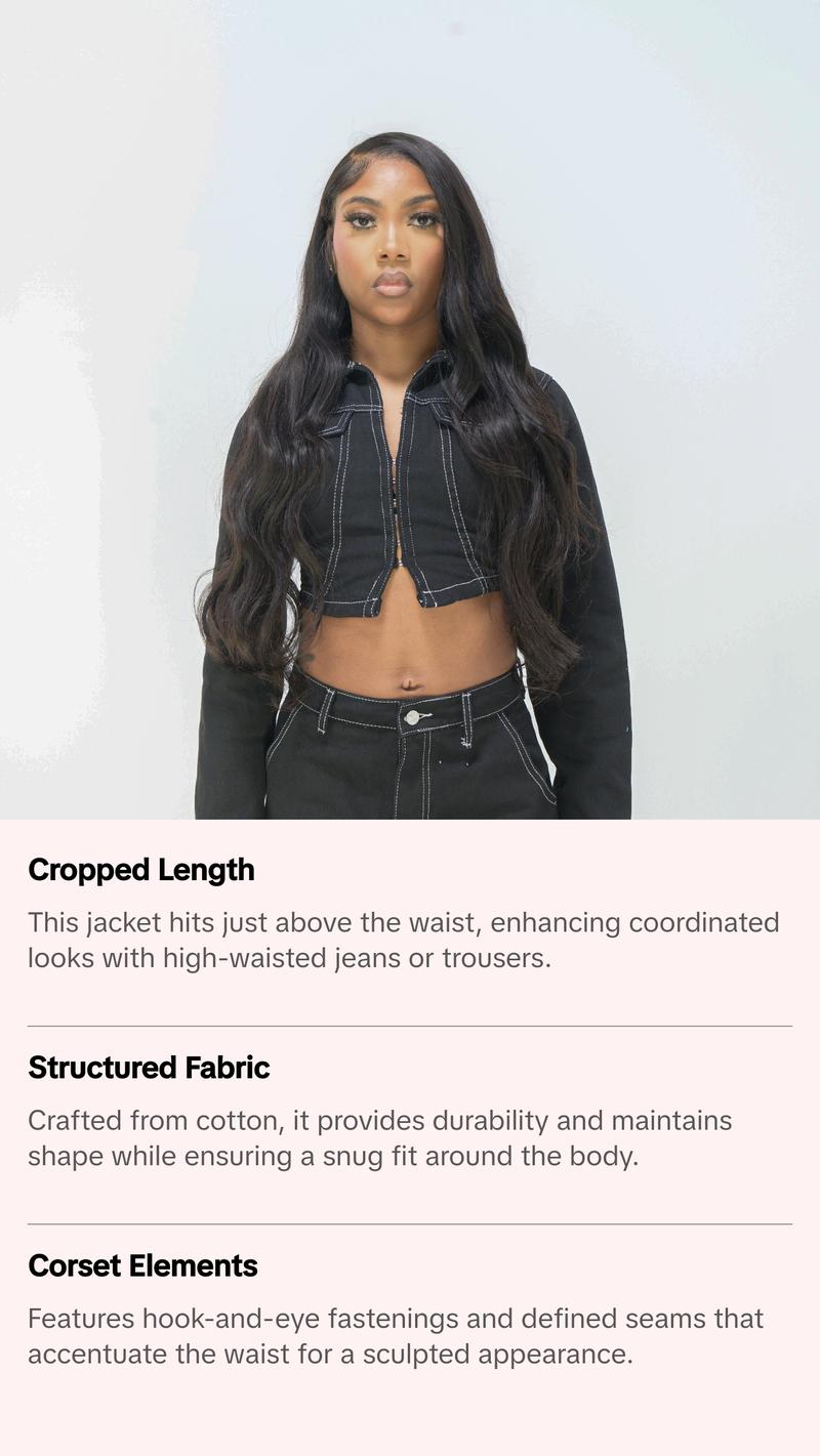 ND Black Cropped Denim Corset Jacket